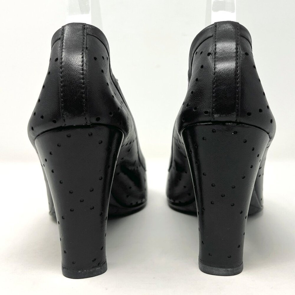 Chanel Black Leather Mary Jane Peep Toe Heels CC Pumps 41 - Picture 5 of 9